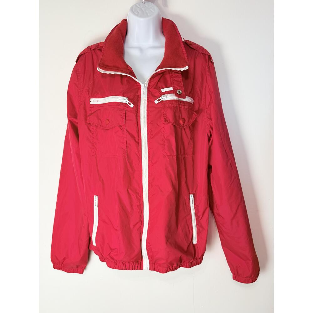 Ecko Unlimited Womens Red Front Zipper Multiple Pockets Windbreaker Jacket M - Picture 8 of 15